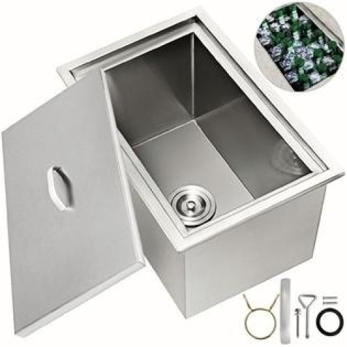 VEVOR 21"x16.8" BBQ Island Stainless Steel Drop In Ice Chest with Drain - Appears New  - Lot 755