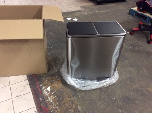 Stainless Steel Dual Compartment Trash/Recycle Bin - Appears New with Cosmetic Damage - Lot 814