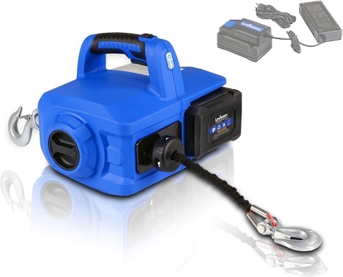 Landworks Electric Portable Winch Hoist Crane Lift Brushless Motor Li-Ion Battery Powered 1000Lbs/455Kgs Max Weight 20' Feet/6m Polyethylene Cable w/Locking Knob - Appears New  - Lot 71
