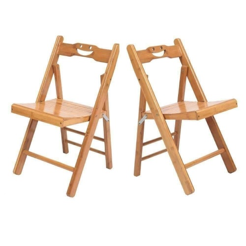 Solid Slatted Seat Folding Chairs,  Set of 2 - Appears New   - Lot 807