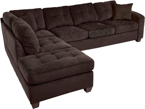 Homelegance Emilio 110" x 78" Fabric Sectional Reversible Chaise, Chocolate - Appears New   - Lot 89