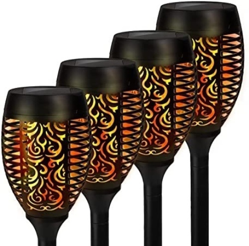Dervish Solar Dancing Flame Torch Stake Lights, Set of 4 - Appears New in Damaged Box - Lot 1143