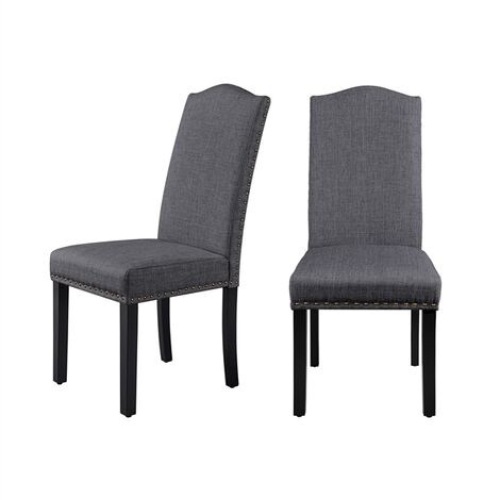 High Back Fabric Dining Chairs, Dark Gray, Set of 2 - Appears New - Lot 1095
