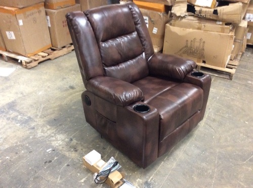 ComHoma Home Theater Leather Power Recliner Chair with Speakers and Heated Massage - Appears New with Minor Cosmetic Damage  - Lot 81