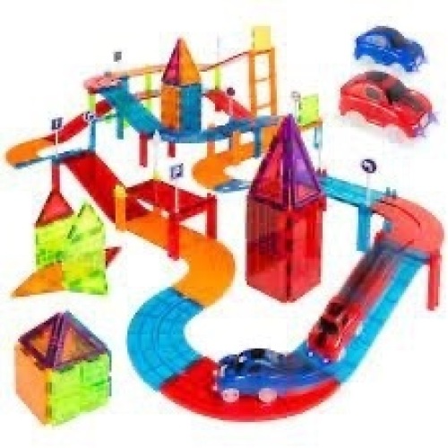 105-Piece Kids Magnetic Racetrack Tiles Set - Lot 703
