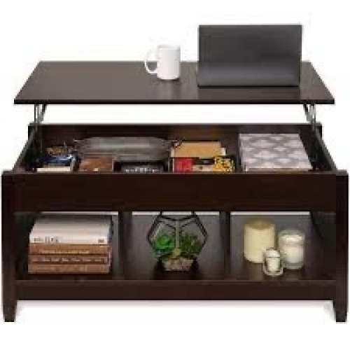 Multifunctional Lift Top Coffee Table w/ Hidden Storage, 3 Cubbies - Lot 715