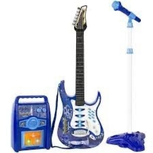 Kids Electric Guitar Toy Play Set w/ 6 Songs, Microphone, Amp - Lot 721