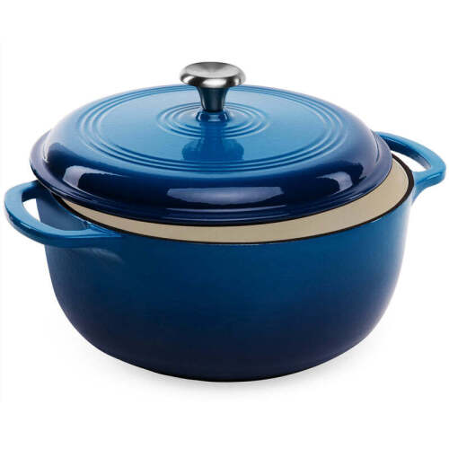 6qt Non-Stick Enamel Cast-Iron Dutch Oven Kitchen Cookware w/ Side Handles - Lot 723