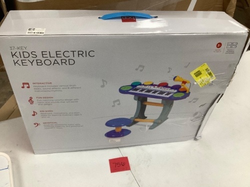 37-Key Kids Electric Keyboard w/ Microphone, Stool - Lot 756