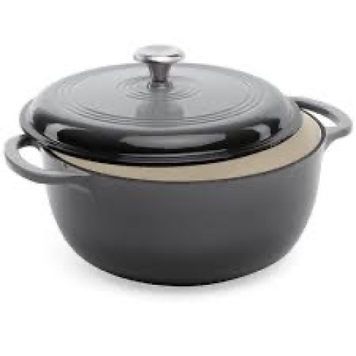 6qt Non-Stick Enamel Cast-Iron Dutch Oven Kitchen Cookware w/ Side Handles6qt Non-Stick Enamel Cast-Iron Dutch Oven Kitchen Cookware w/ Side Handles - Lot 767