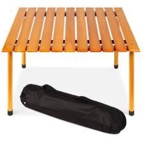 Foldable Indoor Outdoor Wooden Table w/ Carrying Case - 28x28in - Lot 795