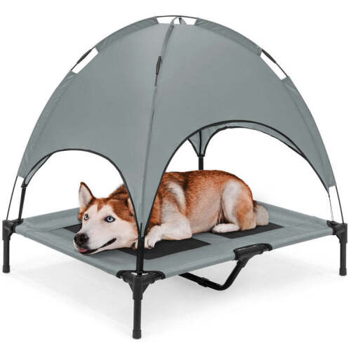 36in Outdoor Raised Cooling Pet Dog Bed w/ Canopy, Travel Bag - Lot 820