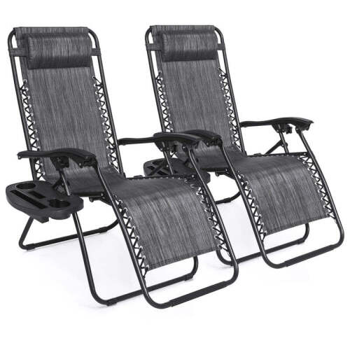 Set of 2 Adjustable Zero Gravity Patio Chair Recliners w/ Cup Holders - Lot 821