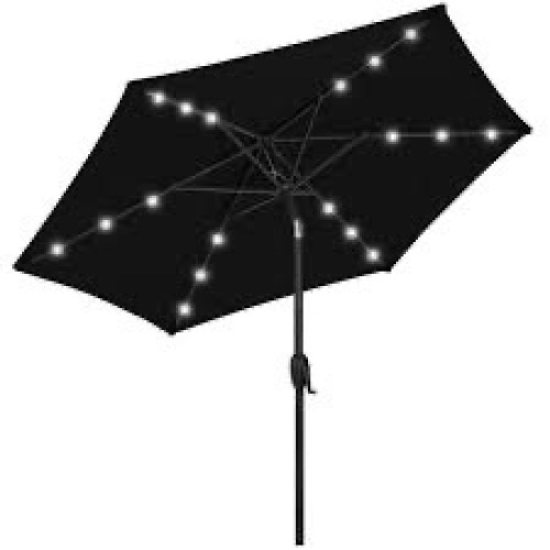 Outdoor Solar Patio Umbrella w/ Push Button Tilt, Crank Lift - 7.5ft - Lot 863