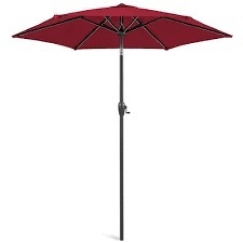 Outdoor Market Patio Umbrella w/ Push Button Tilt, Crank Lift - 7.5ft - Lot 865