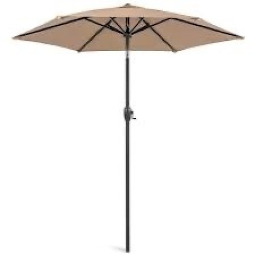 Outdoor Market Patio Umbrella w/ Push Button Tilt, Crank Lift - 7.5ft - Lot 885