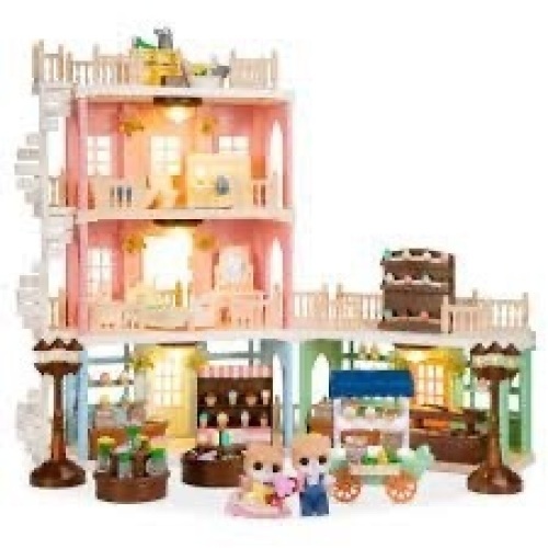 Deluxe Cottage Dollhouse Mansion Pretend Toy Playset w/ Tiny Critters - Lot 902