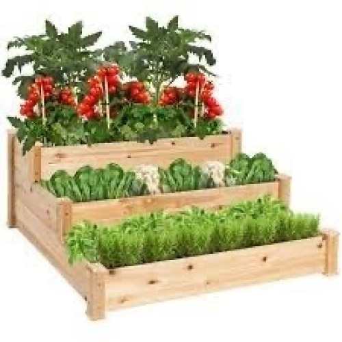 3-Tier Raised Fir Wood Garden Bed Planter - Lot 920