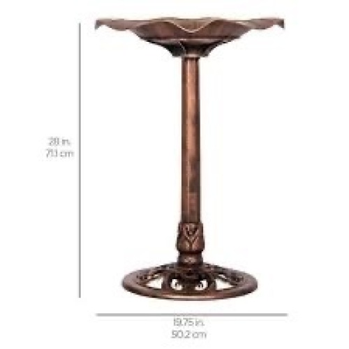 Outdoor Lily Leaf Resin Pedestal Bird Bath Decoration - Lot 965