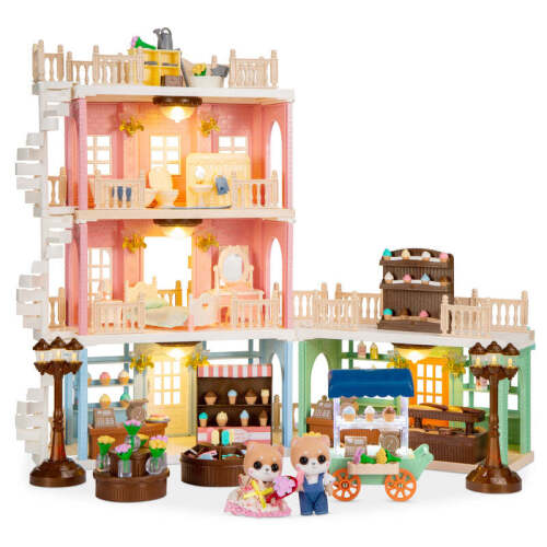 Deluxe Cottage Dollhouse Mansion Pretend Toy Playset w/ Tiny Critters - Lot 732