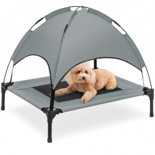 Elevated Cooling Dog Bed, Outdoor Pet Cot w/ Canopy, Carry Bag - 30in - Lot 839