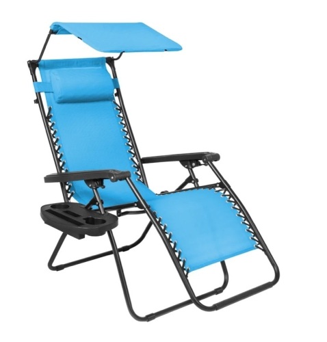 Folding Zero Gravity Recliner Patio Lounge Chair w/ Canopy, Side Tray,NEW - Lot 86