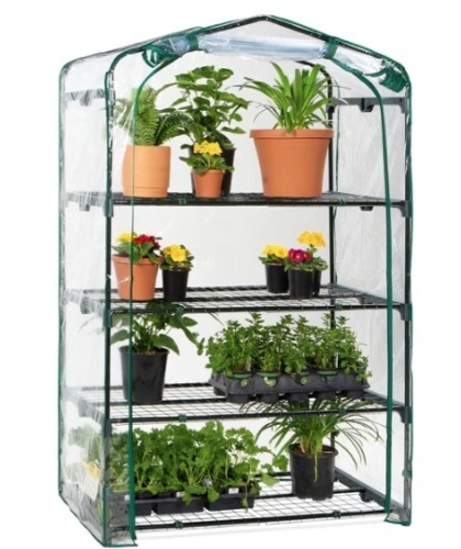 4-Tier Mini Portable Indoor Outdoor Greenhouse w/ Steel Shelves - 40in,APPEARS NEW - Lot 141