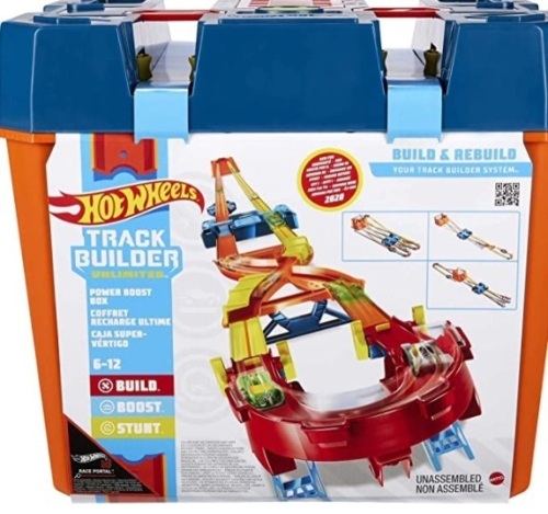 Hot Wheels Track Builder Unlimited Power Boost Box Compatible id Four Plus Builds 20 feet of Track Gift idea for Kids 6 7 8 9 10 and Older,NEW - Lot 155