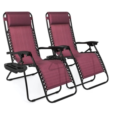 Set of 2 Adjustable Zero Gravity Patio Chair Recliners w/ Cup Holders,NEW - Lot 116