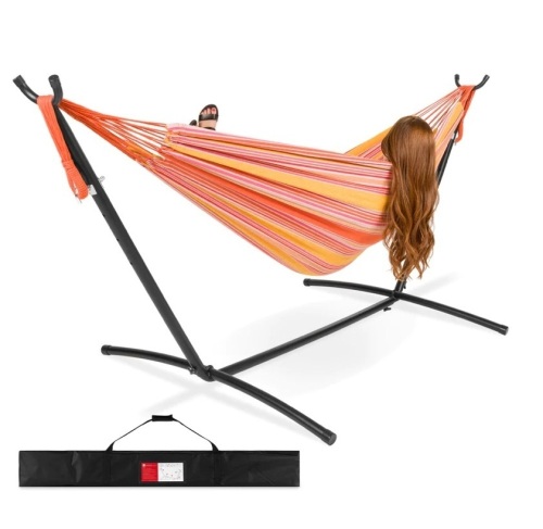 2-Person Brazilian-Style Double Hammock w/ Carrying Bag and Steel Stand,E-COMMERCE RETURN - Lot 103