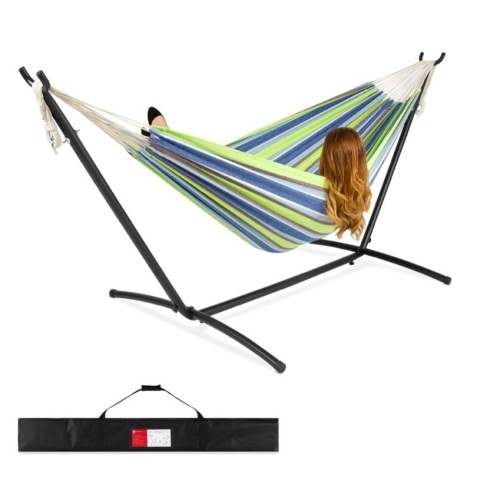 2-Person Brazilian-Style Double Hammock w/ Carrying Bag and Steel Stand,APPEARS NEW  - Lot 135