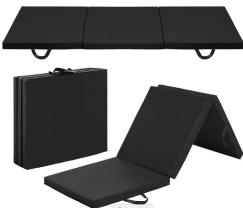 Best Choice Products 6x2ft Tri-Fold Foam Exercise Gym Floor Mat for Yoga, Aerobics, Martial Arts w/ Handles - Black, NEW - Lot 282
