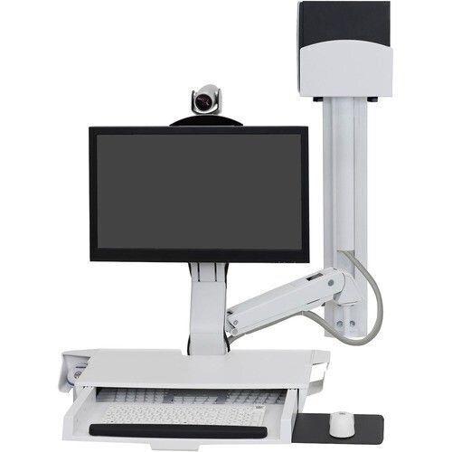 Ergotron StyleView Wall Mount For Keyboard, Monitor, Bar Code Scanner, Mouse, CPU, Wrist Rest, LCD Display - White - Adjustable Height - 24" Screen Support - 32 Lb Load Capacity - 75 X 75, 100 X 100 VESA Standard 45-594-216 - Lot 54