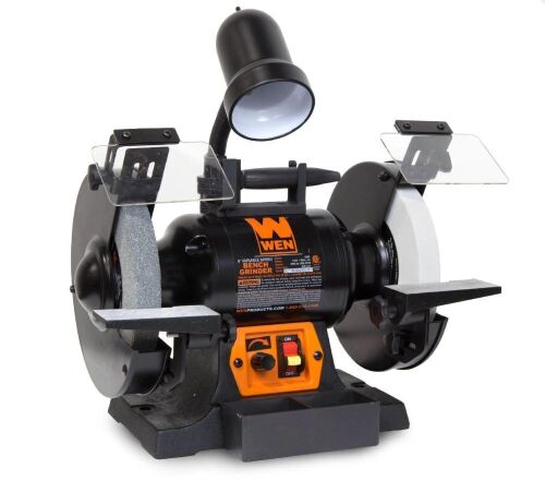 WEN BG4280 5-Amp 8-Inch Variable Speed Bench Grinder with Flexible Work Light - Used, Missing Pieces - Lot 782