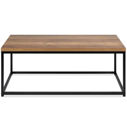 44in Modern Industrial Rectangular Wood Grain Coffee Table w/ Metal Frame - Lot 788