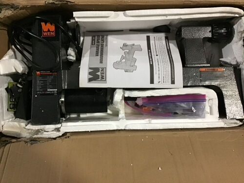 WEN 3421 3.2-Amp 8-Inch by 12-Inch Variable Speed Mini Benchtop Wood Lathe - For Parts or Repair  - Lot 856