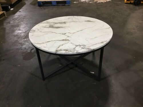 Round Faux Marble Table - Scratched - Lot 709