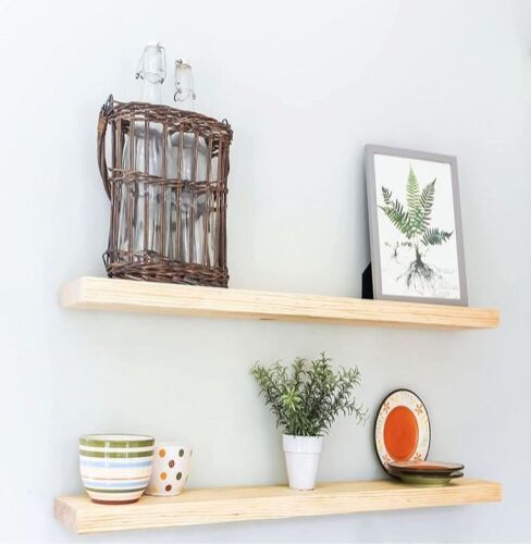 Willow & Grace Connie Display Decor Floating Wood Shelves with Iron Corners, Set of 2 - Lot 225