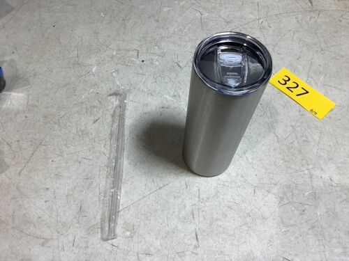 Stainless Steel Tumbler w/ Lid & Straw  - Lot 327