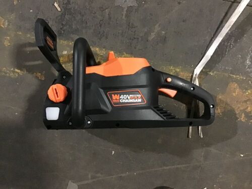 WEN 40417 40V Max Lithium Ion 16-Inch Brushless Chainsaw - Missing Battery, Chargery & Chain - Lot 1004