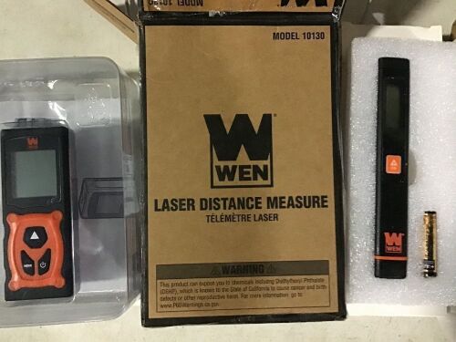 WEN 10130 Multi-Unit Compact Digital 130-Foot Laser Distance Measure with Backlit LED Screen & WEN 10110 Multi-Unit Pocket Laser Distance Measure with 32-Foot Range - Lot 1157