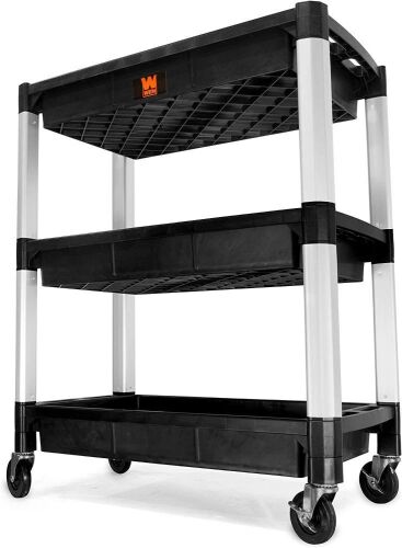 WEN 73163 Three-Tray 300-Pound Capacity Triple Decker Service and Utility Cart  - Lot 930