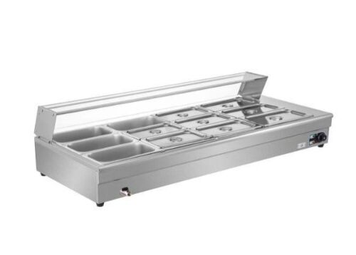 Electric Countertop Food Warmer 84 Qt. 12 Pan x 1/3 GN Commercial Food Steam Table 6 in. Deep, 1500-Watt - Lot 33