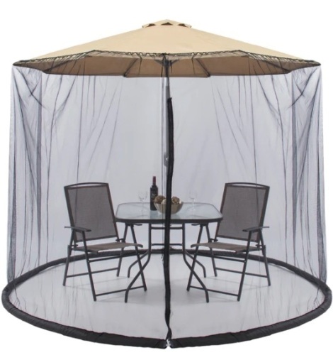 Adjustable Bug Net Accessory for Patio Umbrella w/ Zippered Door - 9ft, Appears New