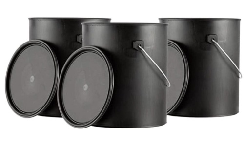 House Naturals 1 Gallon Plastic Paint Bucket can for Paint Storage 128oz Black All Plastic, Pack of 3, Appears New