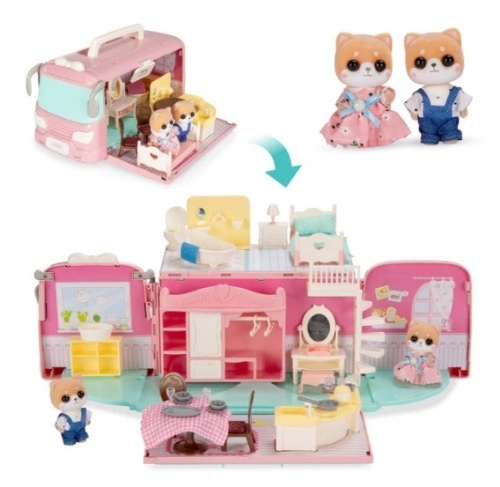Camper Van Playset Pretend Play Dollhouse with Tiny Critters, Appears New