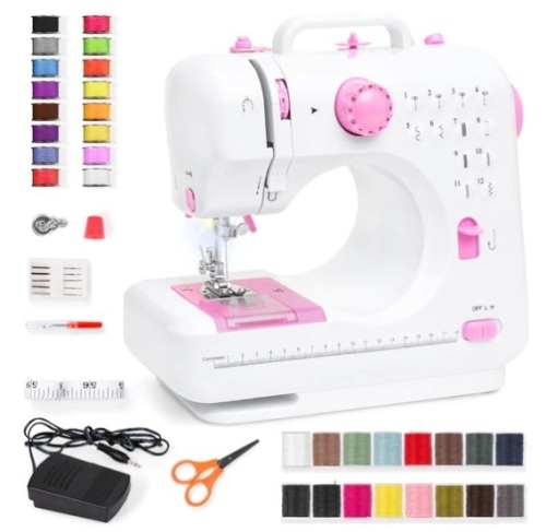 6V Portable Foot Pedal Sewing Machine w/ 12 Stitch Patterns, Appears New