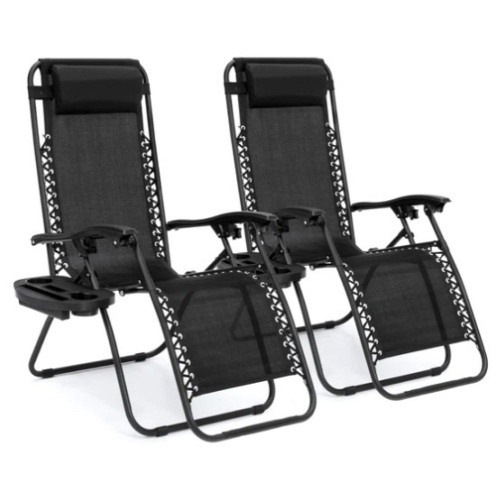 Set of 2 Adjustable Zero Gravity Patio Chair Recliners w/ Cup Holders, Appears New