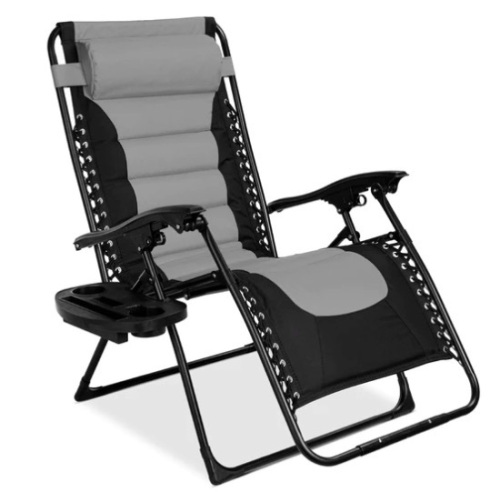 Oversized Padded Zero Gravity Chair, Folding Recliner w/ Headrest, Side Tray, Appears New