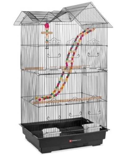 Indoor Outdoor Iron Birdcage w/ Removable Tray, 4 Feeders, 2 Toys - 36in - Lot 101
